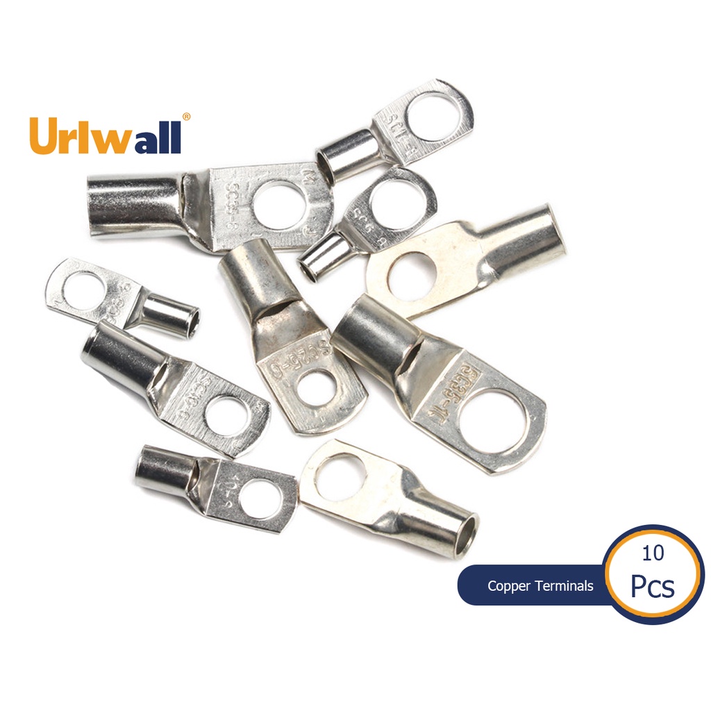 Urlwall 10 ชิ้นทองแดง Terminals ลวด Lugs แบตเตอรี่แหวนตัวเชื่อมต่อ Lug ฮาร์ดแวร์อุปกรณ์เสริมพิเศษ SC6-6/8 SC10-6/8/SC16-6 /8 Bolt Hole สาย Lugs ขั้วแบตเตอรี่