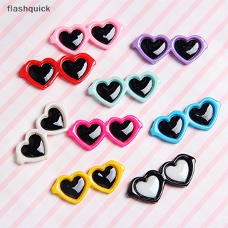 Flashquick 10 ชิ้น ใหม่ น่ารัก เรซิน มินิ การ์ตูน รูปหัวใจ แว่นตา อุปกรณ์ตกแต่ง ดี