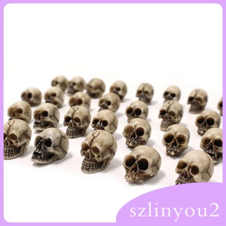 [szlinyou2] พร็อพหัวกะโหลกศีรษะจําลอง ขนาดเล็ก นํากลับมาใช้ใหม่ได้ สําหรับตกแต่งปาร์ตี้ฮาโลวีน 20 ชิ้น