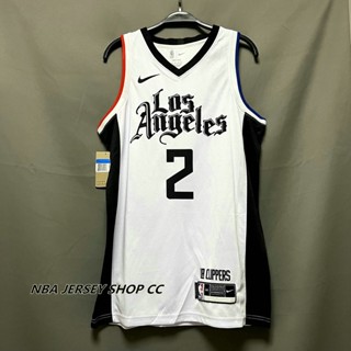 【คุณภาพสูง】ใหม่ ของแท้ ปัตตาเลี่ยน NBA Los Angeles สําหรับผู้ชาย #2 เสื้อกีฬาแขนสั้น ลายทีม Kawhi Leonard White City Edition 2019-20