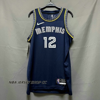 【คุณภาพสูง】ใหม่ ของแท้ NBA Memphis Grizzlies 2021-22 สําหรับผู้ชาย #12 เสื้อกีฬาแขนสั้น ลายทีม Ja Morant City Edition สีน้ําเงินเข้ม