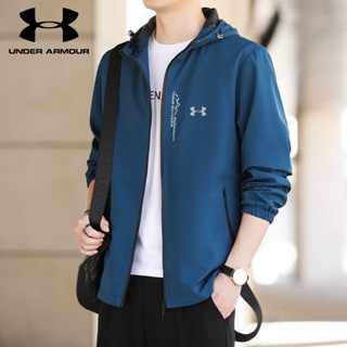 UNDER ARMOUR เสื้อแจ็กเก็ตลําลอง มีฮู้ด ทรงหลวม เหมาะกับการเล่นกีฬา แฟชั่นฤดูใบไม้ร่วง สําหรับผู้ชาย 2023 ไซซ์ M-5XL