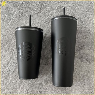 [LBE] Starbucks Matte Black Cold Drinking Coffee Cup With Straw Tumbler 24oz/16oz