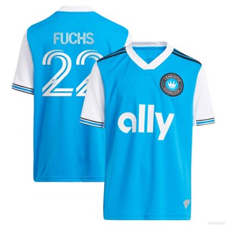 เสื้อยืดแขนสั้น ลายทีมชาติฟุตบอล Ani 2022 MLS Christian Fuchs Charlotte FC Youth Jersey สีฟ้า พลัสไซซ์