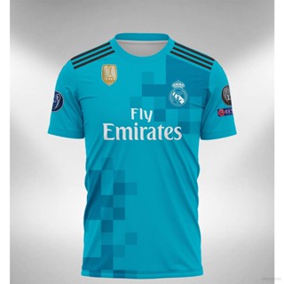 เสื้อยืดแขนสั้น ลายทีมฟุตบอล Real Madrid Third Jersey 2017-2018 พลัสไซซ์