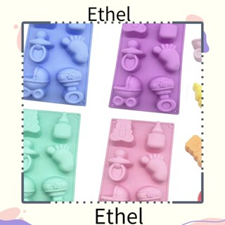 Ethel1 แม่พิมพ์ซิลิโคน สีชมพู สีเขียวอ่อน สีฟ้า สีม่วง 29*17 ซม. สําหรับทําช็อคโกแลต 4 ชิ้น