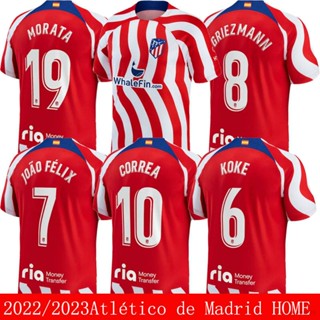 เสื้อกีฬาแขนสั้น ลายทีมชาติฟุตบอล Atletico Madrid Koke Morata Correa Griezmann Felix 2022-2023 ชุดเหย้า