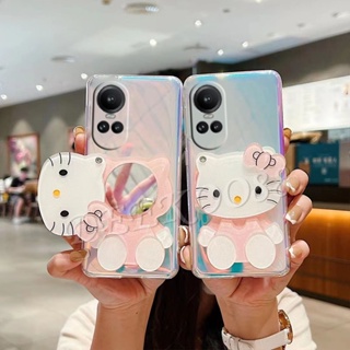 เคสโทรศัพท์มือถือ แบบนิ่ม ลายแมว KT สีชมพู และสีขาว สําหรับ OPPO Reno10 Pro Plus Pro+ A58 A78 A98 5G 4G Reno 10 10Pro Reno10Pro+