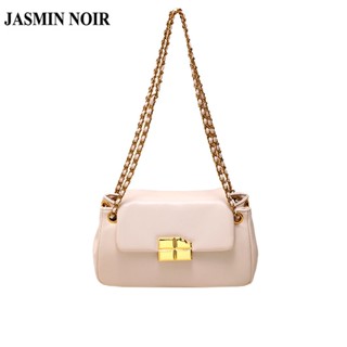 Jasmin NOIR กระเป๋าสะพายไหล่ กระเป๋าถือ หนัง PU แต่งสายโซ่ล็อก ขนาดเล็ก สําหรับสตรี