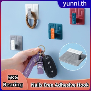 6 ประเภท Self Adhesive Wall Hook Square ตัดกันสีเล็บฟรีเสื้อโค้ทกระเป๋าห้องน้ำประตูห้องครัวผ้าเช็ดตัวตะขอแขวน Yunni