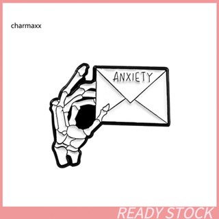 Cx ANXIETY ตัวอักษร โครงกระดูก เคลือบมือ เข็มกลัด Pin ผู้ชาย ผู้หญิง กางเกงยีนส์ แจ็คเก็ต เครื่องประดับ