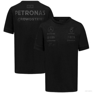 Qy 2023 เสื้อยืดแขนสั้น พิมพ์ลาย Mercedes AMG F1 พลัสไซซ์ สีดํา