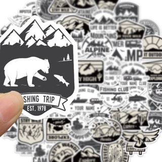 พร้อมส่ง!blackwhite Camping outdoor Brand travel การตั้งแคมป์ adventure สติกเกอร์ สเก็ตบอร์ด 50ชิ้น sticker