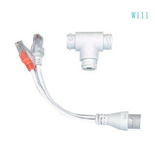 Will 2-in-1 อุปกรณ์เชื่อมต่อ POE สามทาง RJ45 สําหรับกล้องรักษาความปลอดภัย ระบบตรวจสอบเครือข่าย