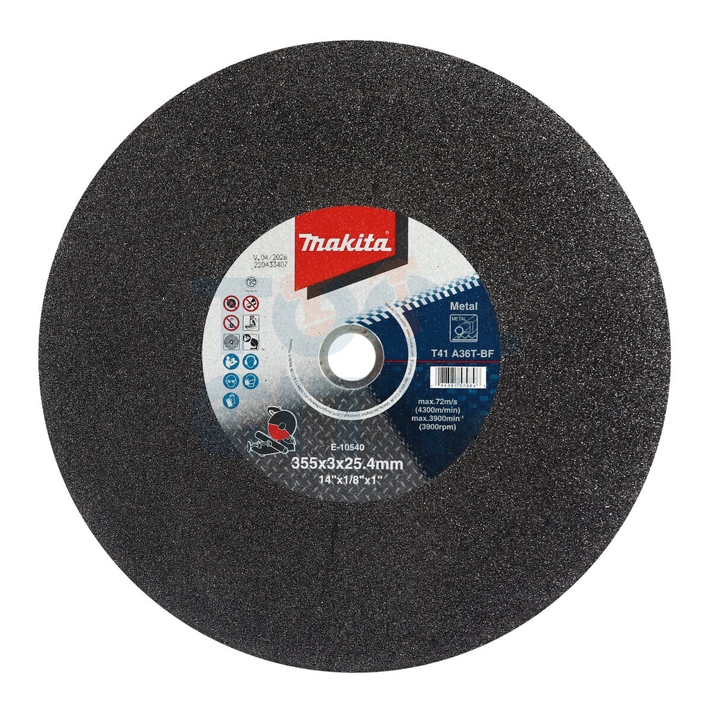 MAKITA มากีต้า MP003355 E-10540 แผ่นตัด 14" ผิวหยาบ (A36T) CUT-OFF WHEEL 14" / 355 X 3.0 X 25.4MM Co