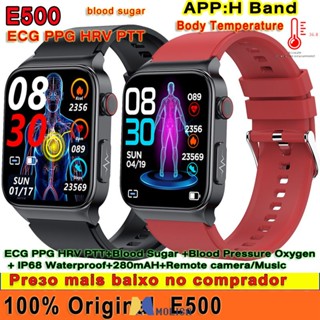 E500 Smart Watch น้ำตาลในเลือดความดันโลหิตไม่รุกรานรักษา Ecg Ppg อัตราการเต้นหัวใจการตรวจสอบสุขภาพกีฬา Ip68นาฬิกากันน้ำ MOLISA MOLISA