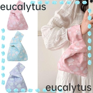 Eucalytus1 กระเป๋าถือ ผ้าฝ้าย น้ําหนักเบา ลายหัวใจ เหมาะกับฤดูร้อน สําหรับผู้หญิง