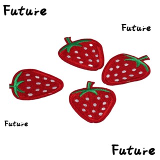 Future เสื้อเชิ้ต ปักลายผลไม้ สตรอเบอร์รี่ สีแดง DIY 14 ชิ้น 14 ชิ้น