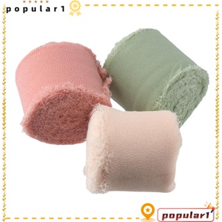 Popular ริบบิ้นผ้าไหม ผ้าชีฟอง แฮนด์เมด 1.5 นิ้ว x 33 หลา 6 ม้วน