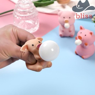 Bliss ของเล่นลูกบอล PVC บีบได้ รูปหมู สีแคนดี้ สร้างสรรค์ คลายเครียด สําหรับคริสต์มาส