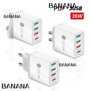 Banana1 หัวชาร์จ USB PD 20W 3 QC 3.0 PC เรืองแสง แบบพกพา ชาร์จไว ปลั๊ก UK