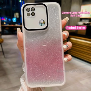 เคสโทรศัพท์มือถือแบบนิ่ม TPU ใส กันกระแทก กันรอยเลนส์กล้อง แต่งกลิตเตอร์ฟอยล์ ระยิบระยับ แฟชั่น สําหรับ Xiaomi Redmi 10 4G 10A 10C 9i 9A 9C