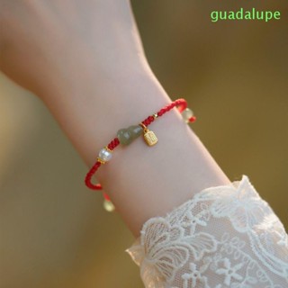 Guadalupe สร้อยข้อมือหยก น้ําเต้าน่ารัก เชือกมือ ของขวัญ เสน่ห์ โซ่มือ แฮนด์เมด งานฝีมือ ย้อนยุค ผู้หญิง สร้อยข้อมือ