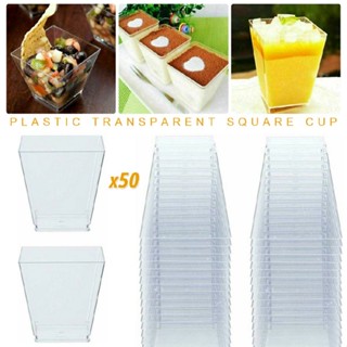 50PCS Clear Plastic Disposable Dessert Yogurt Cream Pudding Jelly Mousses Cups