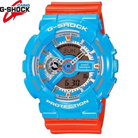 G-shock GA-110NC-2AJF สายสีส้มตัวอักษรสีฟ้าและกรอบรูปนาฬิกาสปอร์ต Unisex นาฬิกาสปอร์ตกันน้ํา hm658