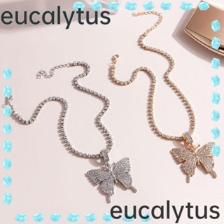 Eucalytus1 สร้อยคอโชคเกอร์ จี้ผีเสื้อ ประดับเพชร ฝังเพชร แฟชั่น