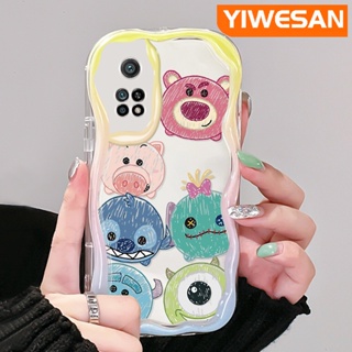 เคสโทรศัพท์มือถือ แบบใส ลายการ์ตูนหมี สตรอเบอร์รี่ และลิตเติ้ลมอนสเตอร์ สีครีม สําหรับ Xiaomi 10T Pro Poco F3 Poco F4 Redmi K50 K40 Pro K40s