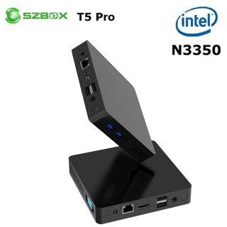 Szbox T5 PRO CPU N3350 MINI PC Windows 10 MINI PC 6GB 64GB 2.4G BT LAN 1000Mbs 4K HD Office Desktop MINI คอมพิวเตอร์ VS T4 PRO