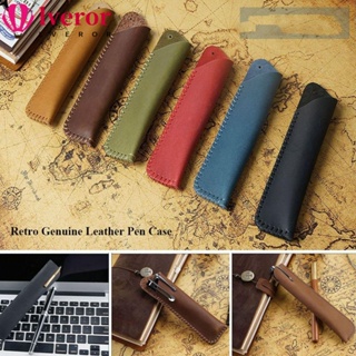 Lveror กระเป๋าดินสอ หนังวัวแท้ 170*35 มม. 10 สี สไตล์เรโทร สร้างสรรค์ แฮนด์เมด