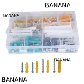 Banana1 ชุดสมอผนังแห้ง เหล็กชุบสังกะสี และสกรู พร้อมสกรูติดผนัง สกรูพลาสติก 10 ขนาด 300 ชิ้น