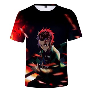 เสื้อยืดแขนสั้นลําลอง พิมพ์ลาย Demon Slayer Tanjirou Nezuko ระบายอากาศ ทรงหลวม ขนาดพลัสไซซ์ 100-170 ซม.