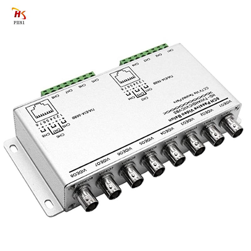 8-CH UTP 720P/1080P HD Passive Video Balun Transceiver,BNC ถึง Cat5/5E/6 RJ45 (T568B) UTP Cable Conv