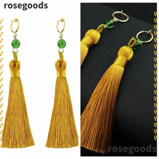 Rosegoods1 ต่างหูสตั๊ด ประดับลูกปัดสีเขียว สไตล์เจ้าหญิง เครื่องประดับ สําหรับผู้หญิง