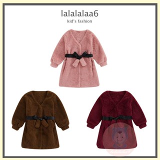 Laa6- เสื้อแจ็กเก็ต แขนยาว ผ้ากํามะหยี่ขนนิ่ม สีพื้น พร้อมเข็มขัด สําหรับเด็กวัยหัดเดิน