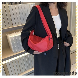 Rosegoods1 กระเป๋าสะพายไหล่ ผ้าไนล่อน สีพื้น ความจุขนาดใหญ่ สําหรับผู้ชาย