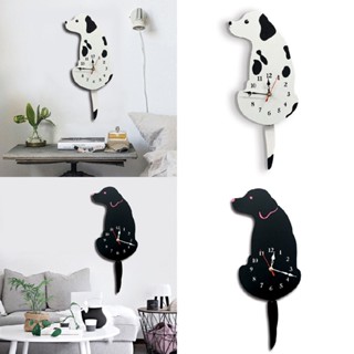 Lianli Acrylic Cartoon Dog Hanging Clock Mute Wagging Tail Swing Decor DIY Wall Clocks