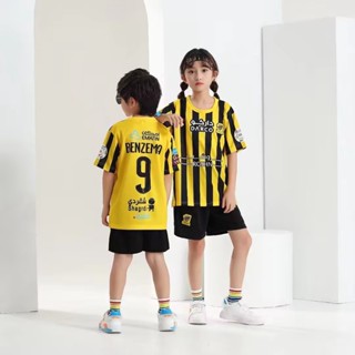 เสื้อกีฬาแขนสั้น ลายทีมชาติฟุตบอล Saudi Ittihad No.9 Benzema 23-24 Season สําหรับเด็กผู้ชาย และเด็กผู้หญิง