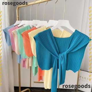 Rosegoods1 ผ้าคลุมไหล่ ผ้าพันคอ ผ้าถัก สีพื้น สําหรับผู้หญิง