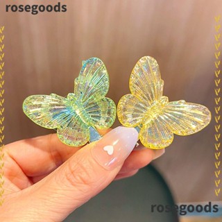 Rosegoods1 กิ๊บติดผม แบบใส รูปผีเสื้อ สีชมพู สําหรับผู้หญิง 6 คู่