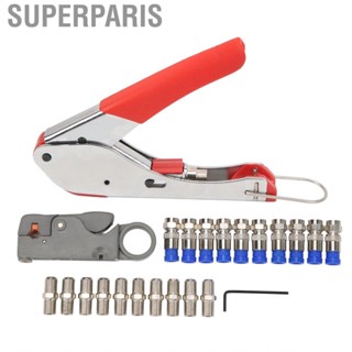 Superparis Coax Cables Stripper  Easy Operation High Hardness Coaxial Cable Crimper Comfy Handle Firm Connection with 20pcs F Connector for RG59 RG6