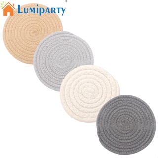 Lumiparty แผ่นรองจาน ผ้าฝ้ายธรรมชาติ แบบหนา ทนความร้อน สําหรับห้องครัว 4 ชิ้น