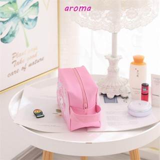 Aroma กระเป๋าเครื่องสําอาง กันน้ํา ลายการ์ตูนคิตตี้ แมว มัลติฟังก์ชั่น หนัง PU กระเป๋าใส่เครื่องสําอาง กันน้ํา