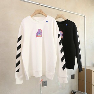 ZH4T OFF WHITE body temperature sensing human printed sweater Black and WHITE 2 color couple style