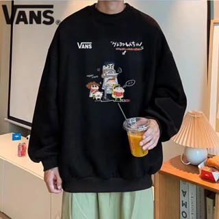 Vans เสื้อกันหนาว คอกลม ผ้าถัก พิมพ์ลายการ์ตูน ทรงหลวม สไตล์เรโทร ของแท้ 100% สําหรับทุกเพศ