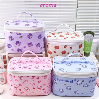 Aroma กระเป๋าถือ กระเป๋าเครื่องสําอาง ลายการ์ตูนหมี กระต่ายน่ารัก สําหรับผู้หญิง