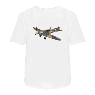 Ww2 เสื้อยืด ผ้าฝ้าย พิมพ์ลาย Spitfire Plane สําหรับผู้ชาย (TA025068)            